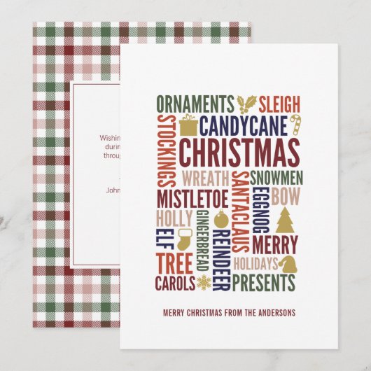 Kerstwoorden feestdag Kaart (Voorkant / Achterkant)