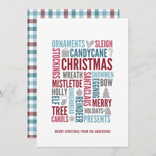 Kerstwoorden feestdag Kaart (Voorkant / Achterkant)