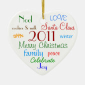 kerstwoorden gepersonaliseerde versiering keramisch ornament (Voorkant)