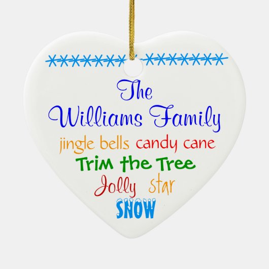 kerstwoorden gepersonaliseerde versiering keramisch ornament (Achterkant)