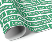 Kerstwoorden groen en wit inpakpapier (Rol Hoek)
