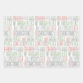 kerstwoorden inpakpapier vel