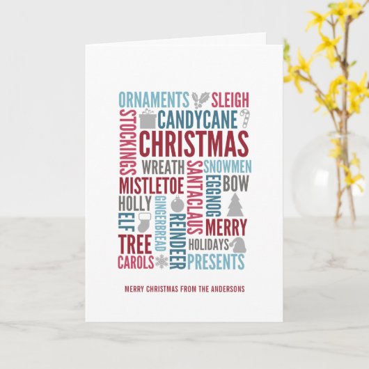 Kerstwoorden Kaart feestdag groet (Gele Bloem)