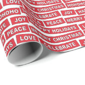 Kerstwoorden rood en wit inpakpapier (Rol Hoek)