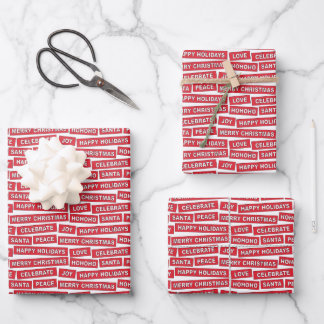 Kerstwoorden rood inpakpapier blad