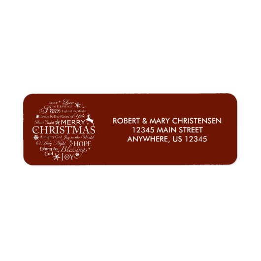 Kerstwoorden Typografie Cirkel Etiket (Voorkant)