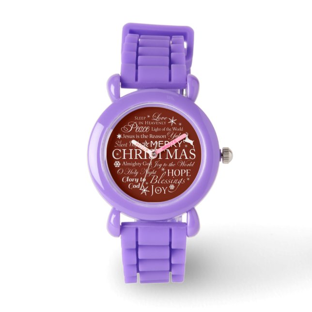 Kerstwoorden Typografiecirkel Kind Horloge (Voorkant)