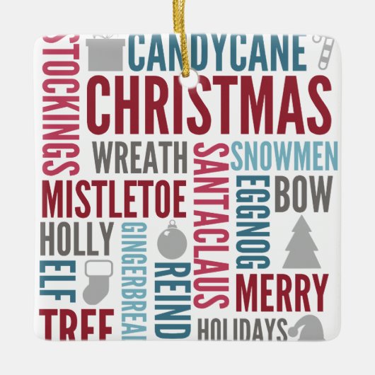 kerstwoorden Vakkeramisch Ornament (Voorkant)