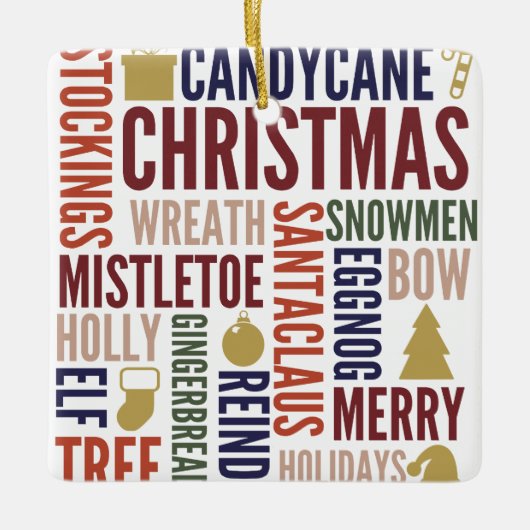 kerstwoorden Vakkeramisch Ornament (Voorkant)