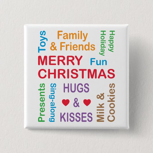 kerstwoorden van de feestdag vierkante button 5,1 cm (Voorkant)