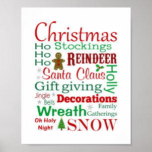Kerstwoordenprint Poster