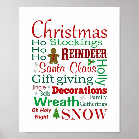 Kerstwoordenprint Poster (Voorkant)