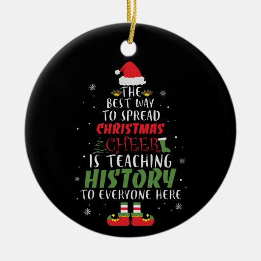 Kerstwoordkunst voor leraar Geschiedenis Keramisch Ornament (Voorkant)
