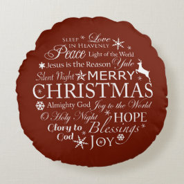 kerstwoordtypografie rond kussen