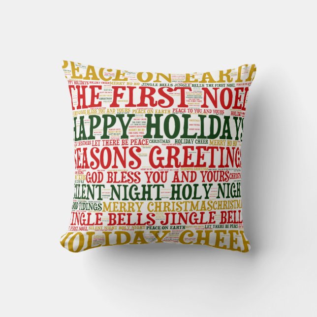 KerstWord Cloud Pillow, stijl 2 Kussen (Voorkant)