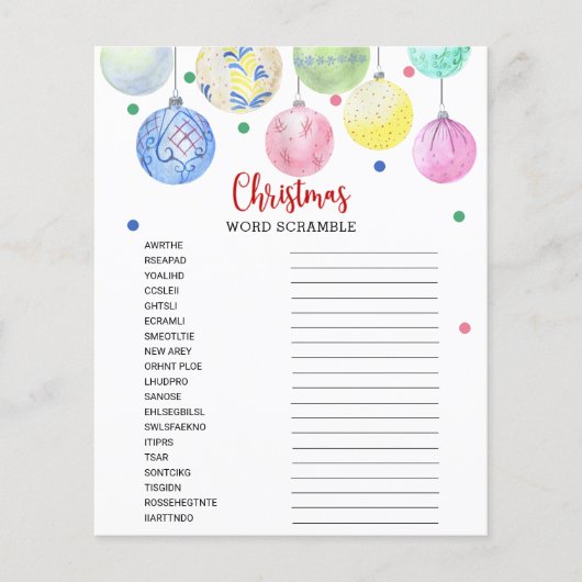 KerstWord Scramble Game Card Flyer (Voorkant)