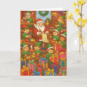Kerstworkshop van de Kerstman Bezige Elfen Maatwer Kaart (Gele Bloem)