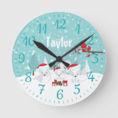 Kerstwoud Arctische Vossen Ronde Klok (Voorkant)