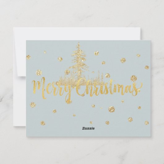 Kerstwoud Lettering Goud Sneeuw Feestdagenkaart (Achterkant)