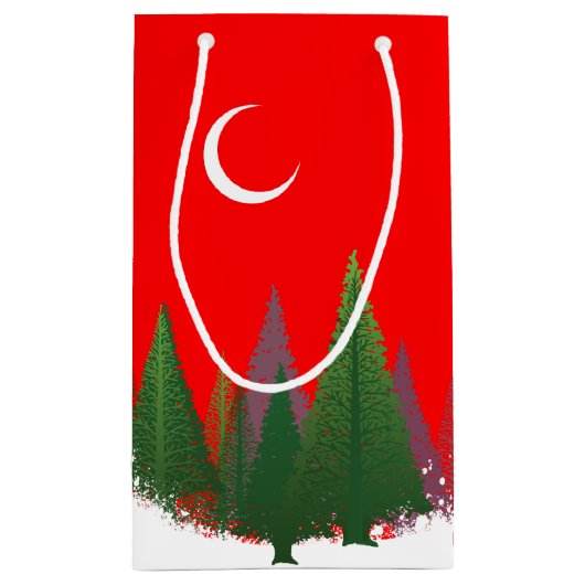 Kerstwoud Scene Papieren Zak Klein Cadeauzakje (Achterkant)