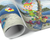 kerstwrapppapier (Elf Beach) Cadeaupapier (Rol Hoek)