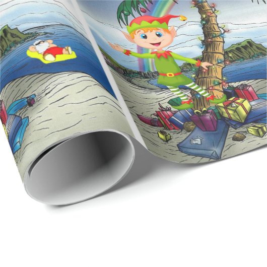 kerstwrapppapier (Elf Beach) Cadeaupapier (Rol Hoek)