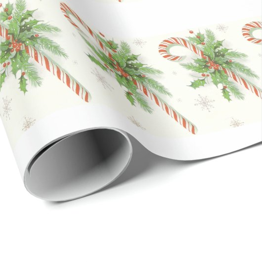  kerstwrapppapier met Retro-kerstinslag Kandijriet Cadeaupapier (Rol Hoek)