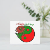 KerstYin Yang Poinsettia Feestdagenkaart (Staand voorkant)