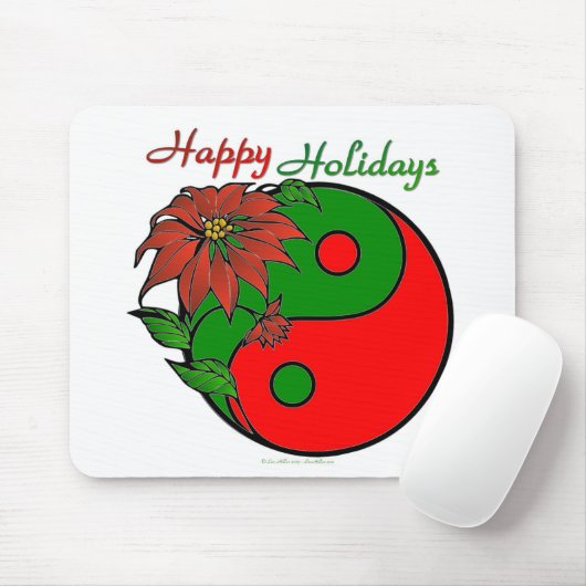 KerstYin Yang Poinsettia Muismat (Met muis)