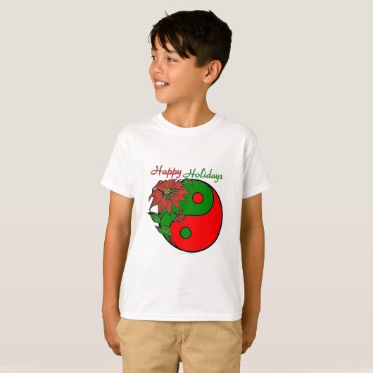 KerstYin Yang Poinsettia T-shirt (Voorkant volledig)