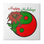 KerstYin Yang Poinsettia Tegeltje (Voorkant)