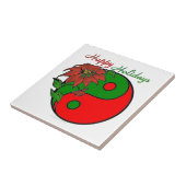 KerstYin Yang Poinsettia Tegeltje (Zijkant)