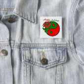 KerstYin Yang Poinsettia Vierkante Button 5,1 Cm (In situ)