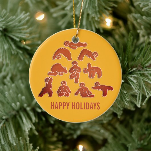 Kerstyoga met peperkoek keramisch ornament (Boom)