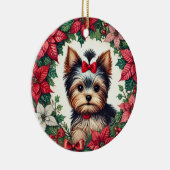 KerstYorkie Keramisch Ornament (Rechts)