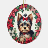 KerstYorkie Keramisch Ornament (Links)