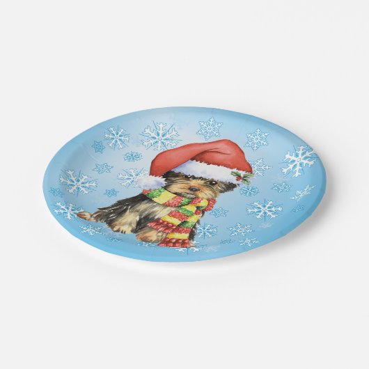 KerstYorkie Papieren Bordje (Gekanteld)