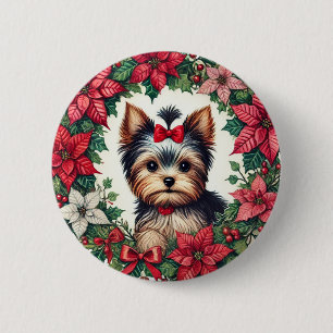 KerstYorkie Ronde Button 5,7 Cm