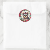 KerstYorkie Ronde Sticker (Tas)