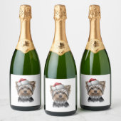 KerstYorkie Sparkling Wijnetiket (Flessen)