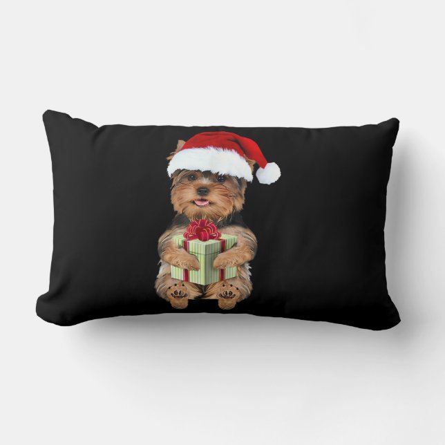 KerstYorkie - Yorkshire Terrier Funny Dog Kussen (Voorkant)