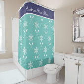 Kerstzadelpels strand douchegordijn (In situ)