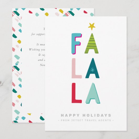 KERSTZAKELIJKE BEDANKT Moderne typografie falala Kaart (Voorkant / Achterkant)