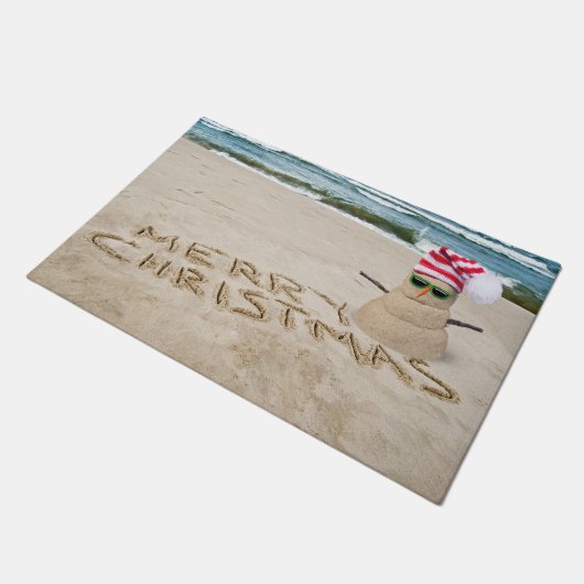 kerstzand Man op strand Deurmat (Schuin)