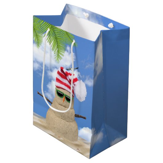 Kerstzand-sneeuwman Medium Cadeauzakje (Voorkant Gekanteld)