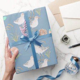 Kerstzandpipers op het strand cadeaupapier