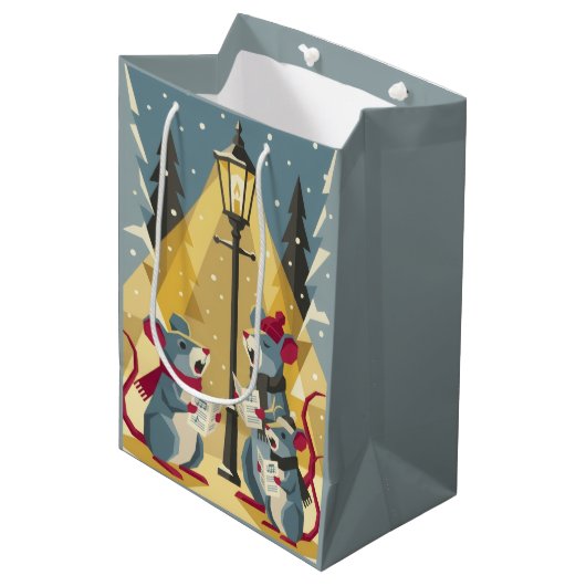 Kerstzang Muizen Cadeautas (Voorkant Gekanteld)
