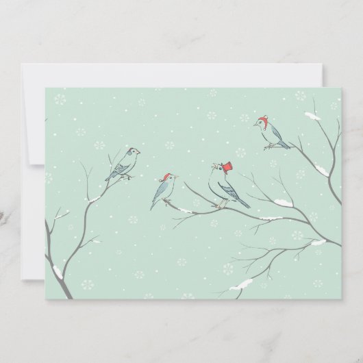 Kerstzanger Schattig Birds Kaart (Voorkant)