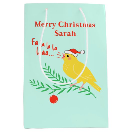Kerstzangkanarie Medium Cadeauzakje (Voorkant)