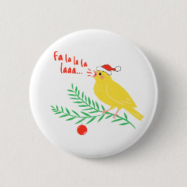 Kerstzangkanarie Ronde Button 5,7 Cm